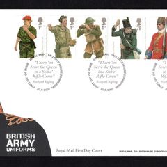 2007 Great Britain British Army Uniforms Commemorative Stamps Commemorative Stamps addressed First Day Cover (FDC) with Edinburgh pictorial cancel.