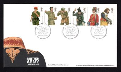 2007 Great Britain British Army Uniforms Commemorative Stamps Commemorative Stamps addressed First Day Cover (FDC) with Edinburgh pictorial cancel.