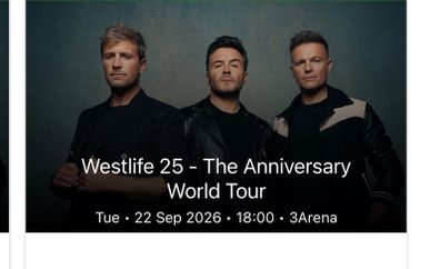 Westlife tickets (2) Tuesday 22nd September