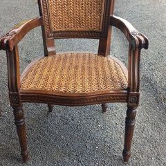 Antique French set of 6 Solid Walnut Armchairs cane work on seat and backrest