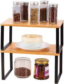 Bamboo Kitchen Cabinet Counter Shelf Organiser Cupboard Organiser - Brand New
