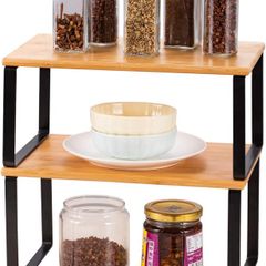 Bamboo Kitchen Cabinet Counter Shelf Organiser Cupboard Organiser - Brand New