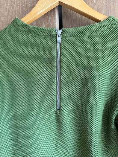 Vanilia long sleeve green top, waffle fabric, size 10
