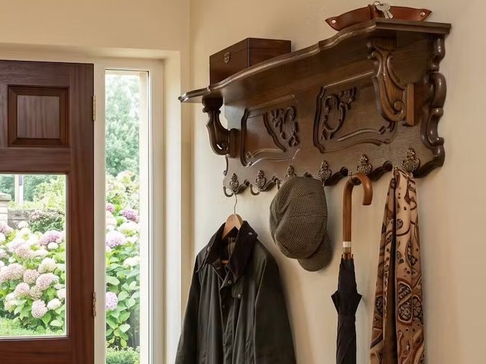 Old oak coat rack in good condition