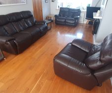 3 piece brown leather recliner sofa