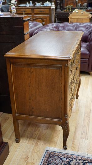 Vintage French Carved Oak Chest of Drawers