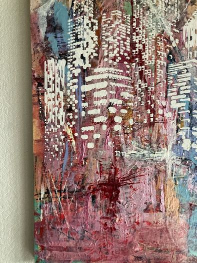 Original Painting Irish Abstract Art Cityscape Pink Original Art contemporary Irish art