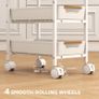 Wood 5-Tier Storage Trolley on Wheels - White Image 6