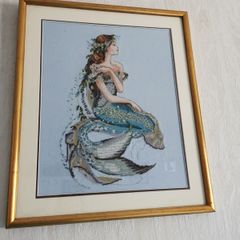 Handmade Cross Stitch Embroidy - Mermaid