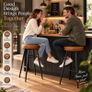 Set of 2 Swivel Bar Stools Brown Faux Leather & Black Steel Image 2