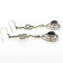 Vintage 925 Sterling Silver & Colour Changing Amethyst Witchy Gothic Snake Earrings Image 6