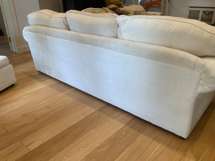 9 foot cream velvet sofa