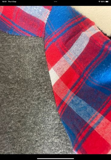 Grey round neck with flannel contrast size 10