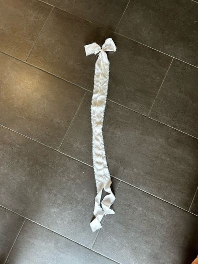 Handmade ribbons/bows for wedding chairs/pews, very light pink (almost cream), total 16, LIGHTER COLOR THAN ONES IN LAST PHOTO (but same style and material used for both)
