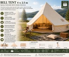 Glamping 4m Bell Tent Yurt for 6 People Camping Tent