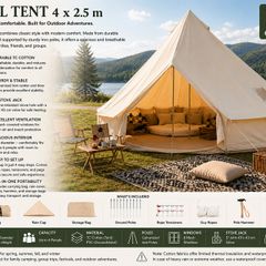 Glamping 4m Bell Tent Yurt for 6 People Camping Tent