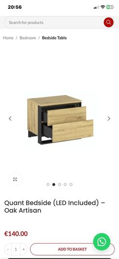 NEW 2x Quant bedside lockers, Oak