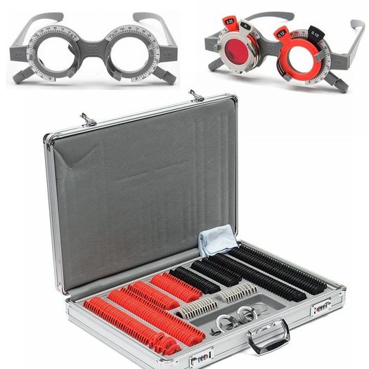 BRAND NEW 266 Pcs Optical Lens Optometry Rim Case Kit Set w/ Optometry Test Trial Frame