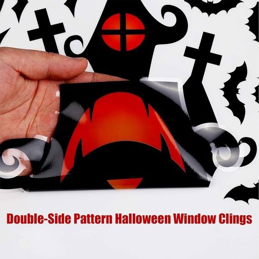 Halloween Window Clings Stickers, 7Sheet Halloween Bats Spiders Window Cling Sticker Decal for Halloween Window Decoration (FREE SHIPPING)