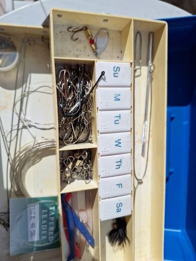 fishing box and bits and bobs