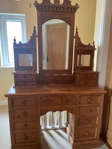 Beautiful solid wood dressing table with detachable Top with three mirrors and two little chest of drawers
