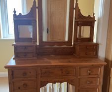 Beautiful solid wood dressing table with detachable Top with three mirrors and two little chest of drawers