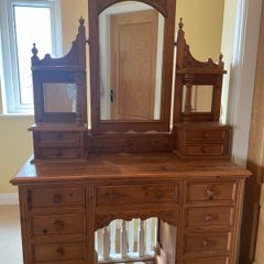 Beautiful solid wood dressing table with detachable Top with three mirrors and two little chest of drawers