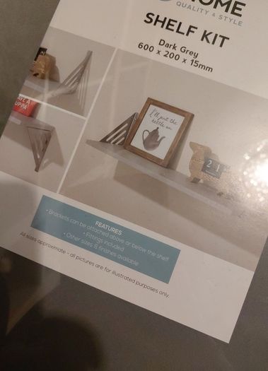 Sealed metal and grey wood shelf kit
