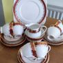 20 pcs Vintage Royal Tara Tea Set Burgundy Red Gold Image 8