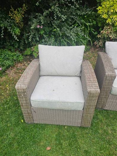 Rattan garden furniture set - couch and armchairs