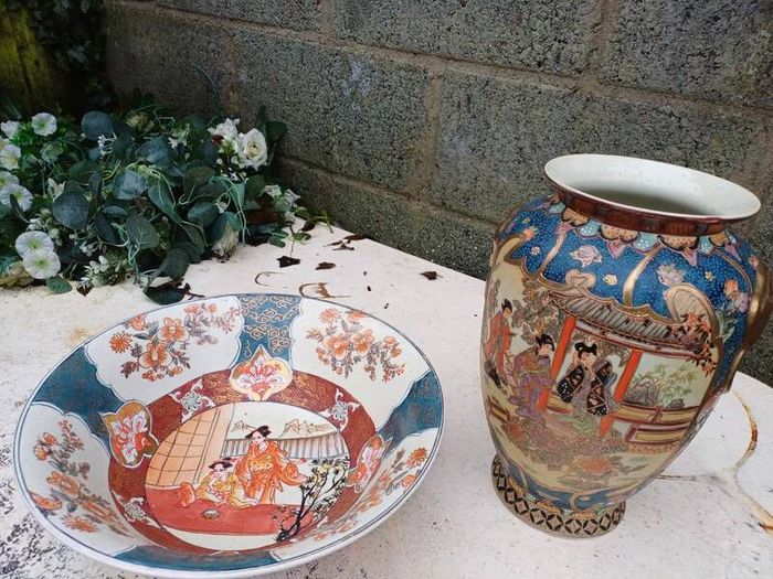Antique Japanese Bowl & Vase