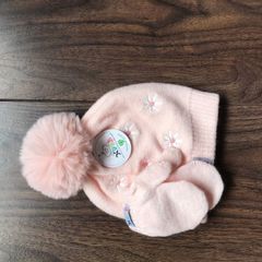 3-6mths Girl hat and mittens