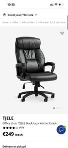 JYSK TJELE Office Chair  Black Faux Leather