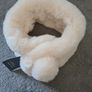 Faux fur neck scarf in cream Image 3