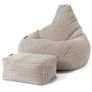 Big Bertha Cord high back bean bag and footstool (mink) Image 5