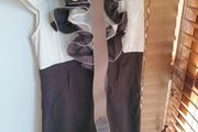 Rinascimento Cream &amp; Brown Ruffle Dress with Belt Elegant Occasion Wear