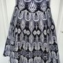 Karen Millen Black Blue Jacquard Fit Flare Knit Dress Image 10