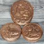 Vintage Indian Hand Crafted Embossed Copper Art Oval Image 2