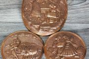 Vintage Indian Hand Crafted Embossed Copper Art Oval