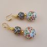 Afghani Handcrafted Colorful Enamel & Sparkling Brass Beaded Drop Earrings Vintage Ethnic Design Image 8