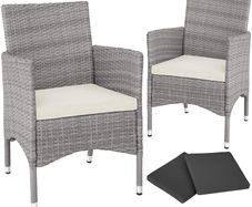 _Poly Rattan Garden Chairs Set of 2 incl. Cushions and 2 Cover Sets and Stainless Steel Screws