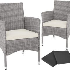 _Poly Rattan Garden Chairs Set of 2 incl. Cushions and 2 Cover Sets and Stainless Steel Screws