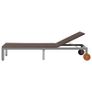 Sun Lounger with Wheels Poly Rattan Brown Image 7