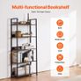 5-Tier Tall Industrial Bookshelf, Rustic Display Vintage Storage Bookcase with Open Shelves, Freestanding Image 3