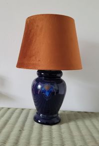 Vintage Denby pottery lamp with shade