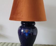 Vintage Denby pottery lamp with shade