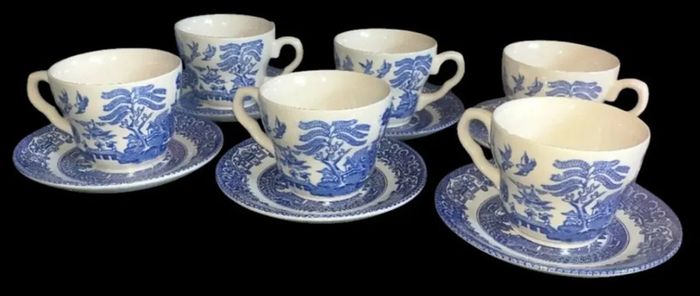 Vintage English Ironstone "Old Willow" Tea Set