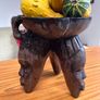 Vintage Ebony African Hand Carved Pedestal Bowl Image 2
