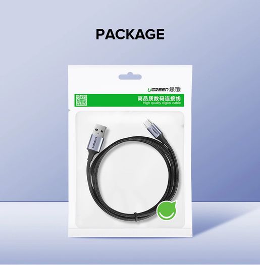 Ugreen 3M USB-C Fast Charging QC 3.0/2.0 & Data Sync Nylon Braided Cable (Brand New/Warranty)