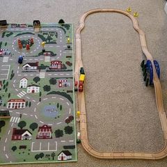 Wooden train and mat